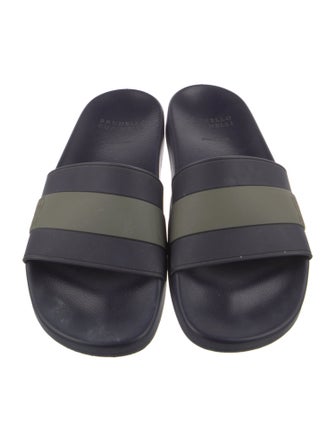 Brunello Cucinelli Rubber Colorblock Pattern Slides