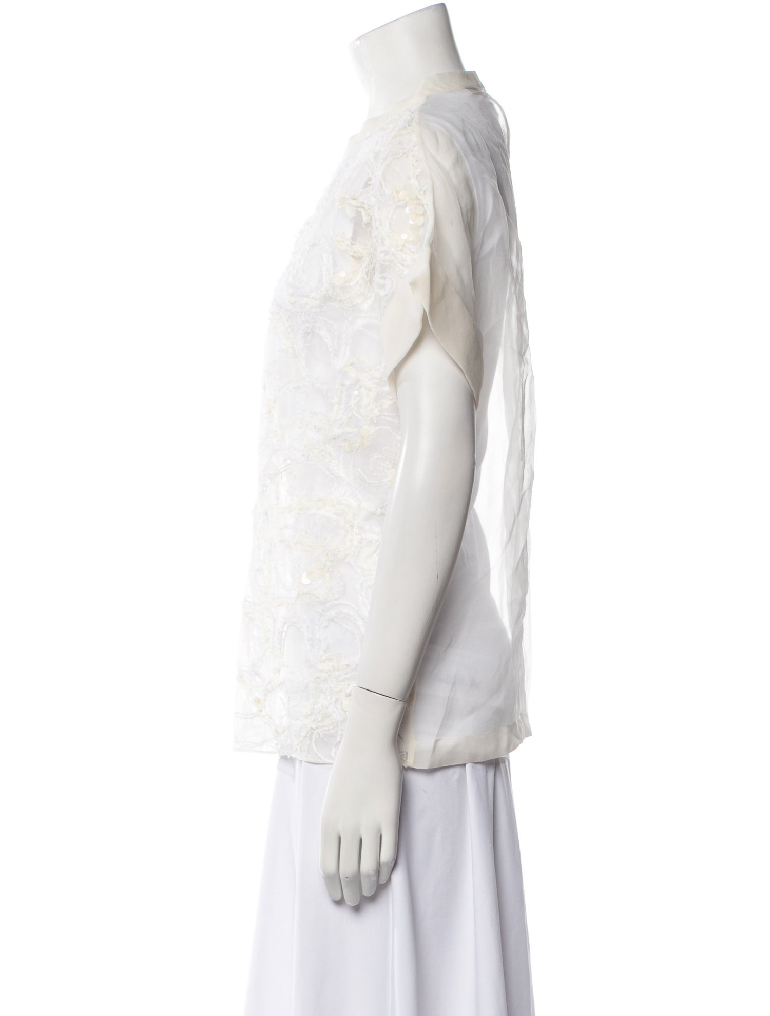 Brunello Cucinelli Lace Pattern Crew Neck Blouse w/ Tags