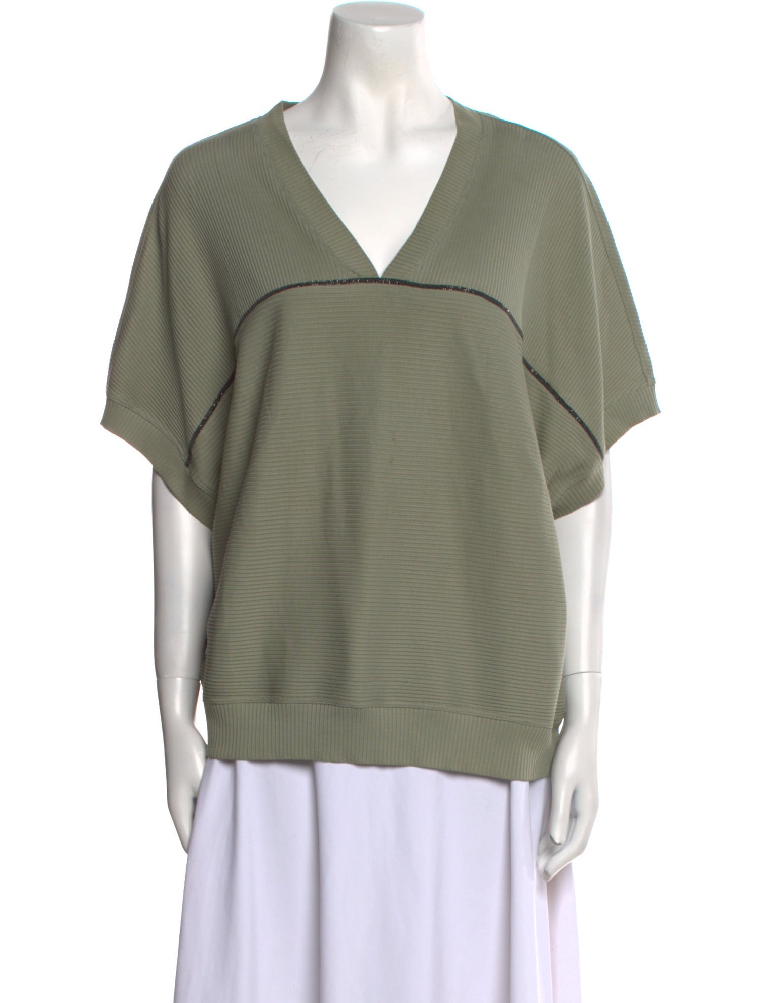 Brunello Cucinelli V-Neck Short Sleeve Blouse