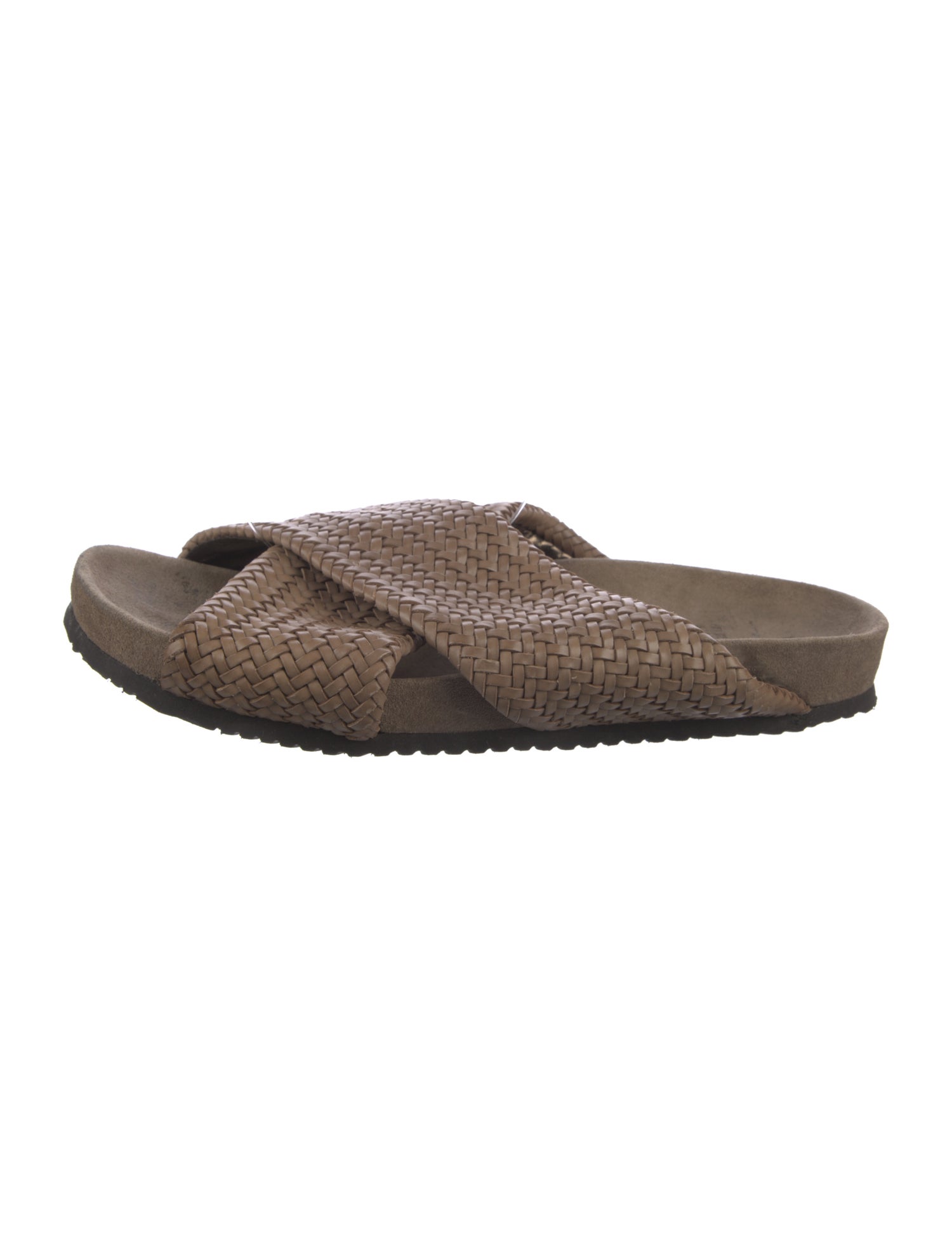 Brunello Cucinelli Leather Braided Accents Slides