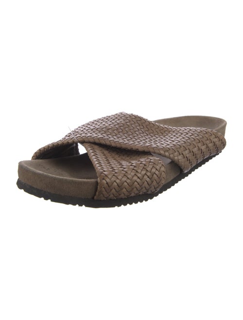 Brunello Cucinelli Leather Braided Accents Slides