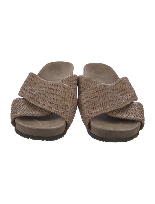 Brunello Cucinelli Leather Braided Accents Slides