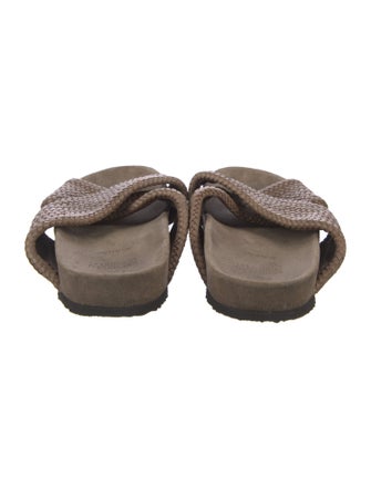 Brunello Cucinelli Leather Braided Accents Slides