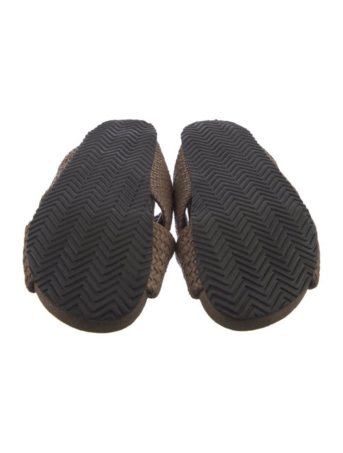 Brunello Cucinelli Leather Braided Accents Slides