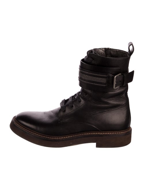 Brunello Cucinelli Monili Leather Combat Boots