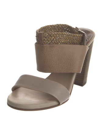 Brunello Cucinelli Leather Braided Accents Slides