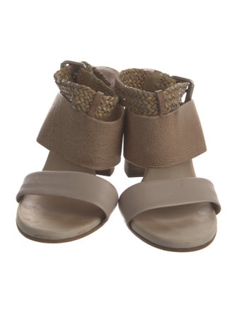 Brunello Cucinelli Leather Braided Accents Slides