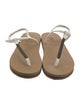 Brunello Cucinelli Monili Leather T-Strap Sandals