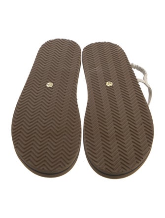 Brunello Cucinelli Monili Leather T-Strap Sandals