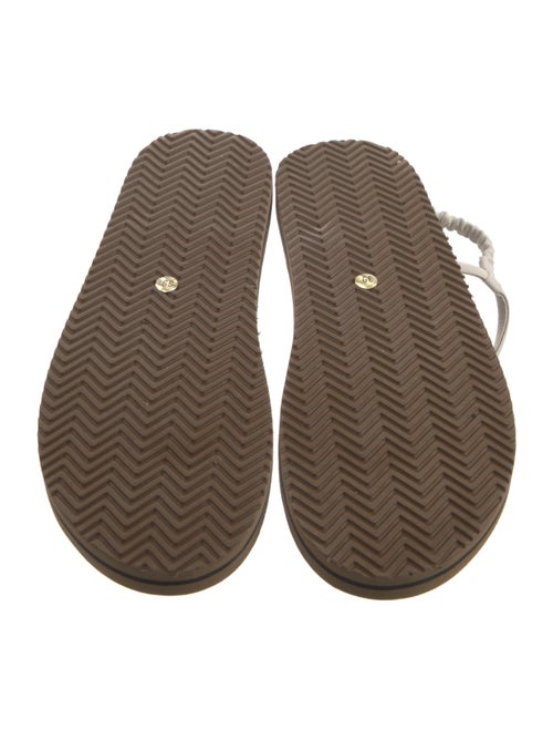 Brunello Cucinelli Monili Leather T-Strap Sandals