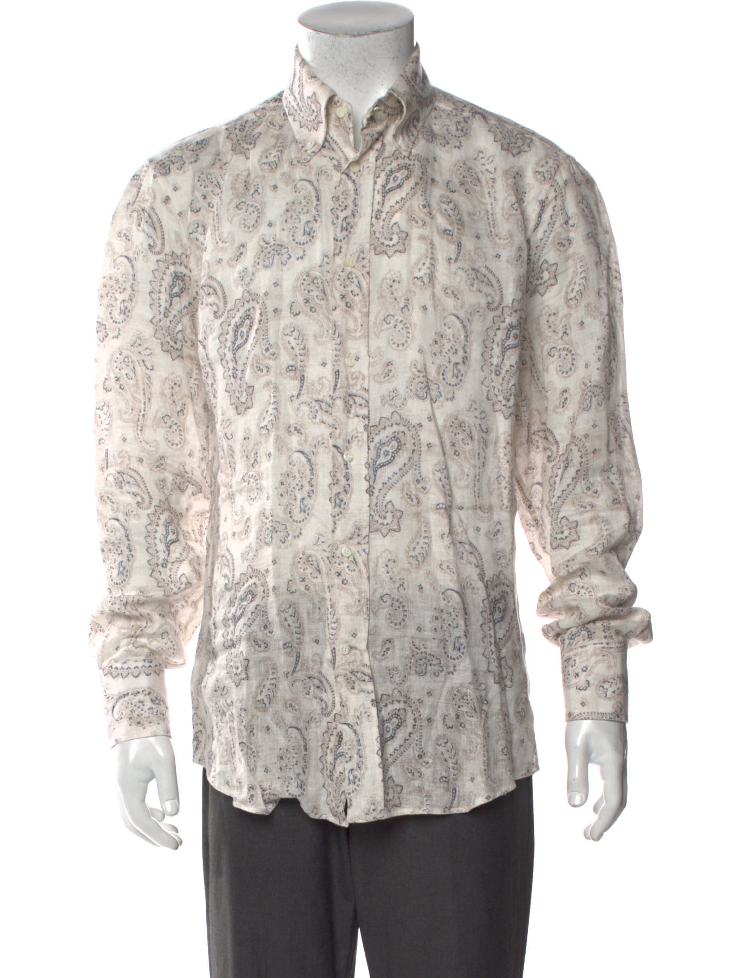 Brunello Cucinelli Linen Paisley Print Shirt w/ Tags