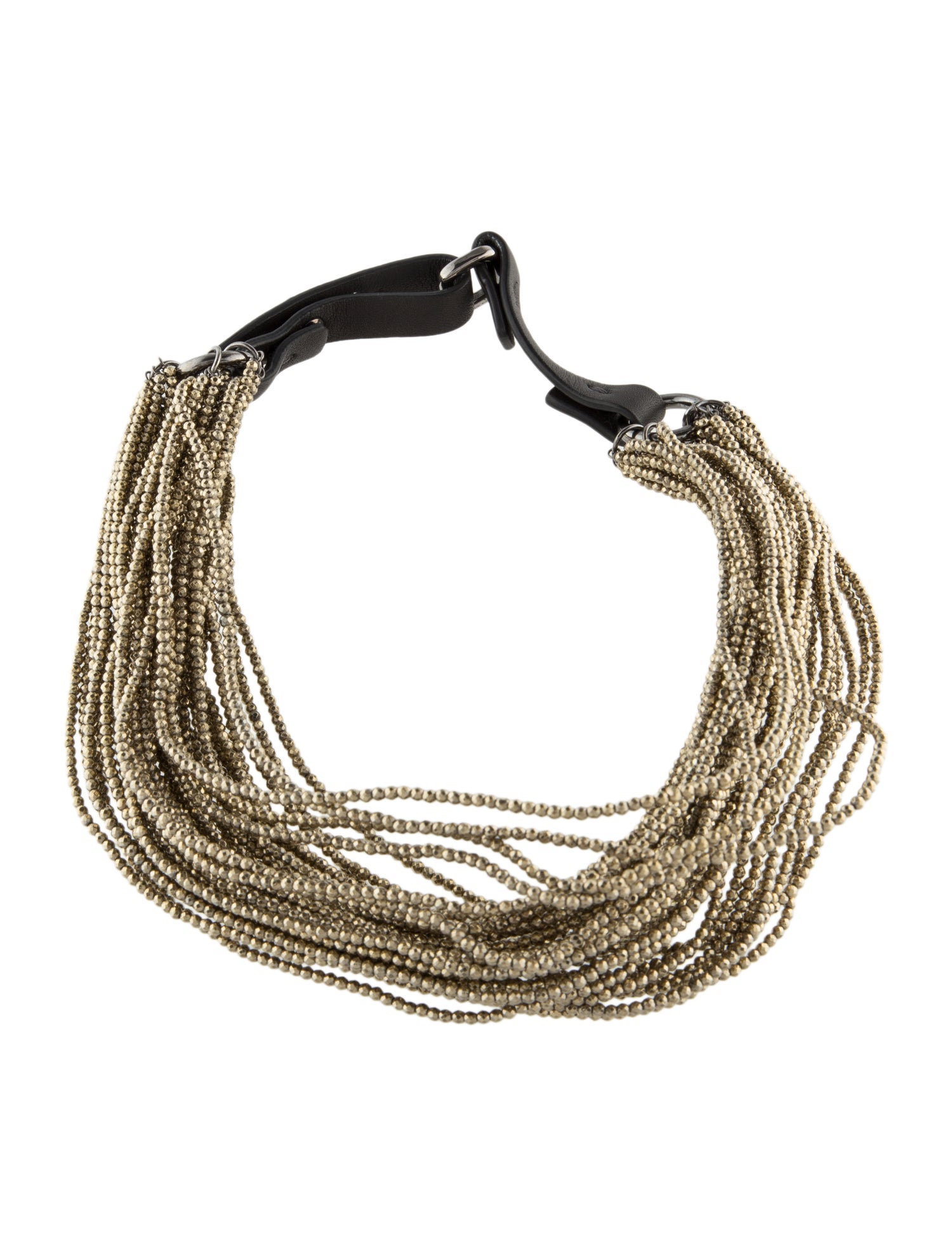 Brunello Cucinelli Leather Beaded Choker Necklace