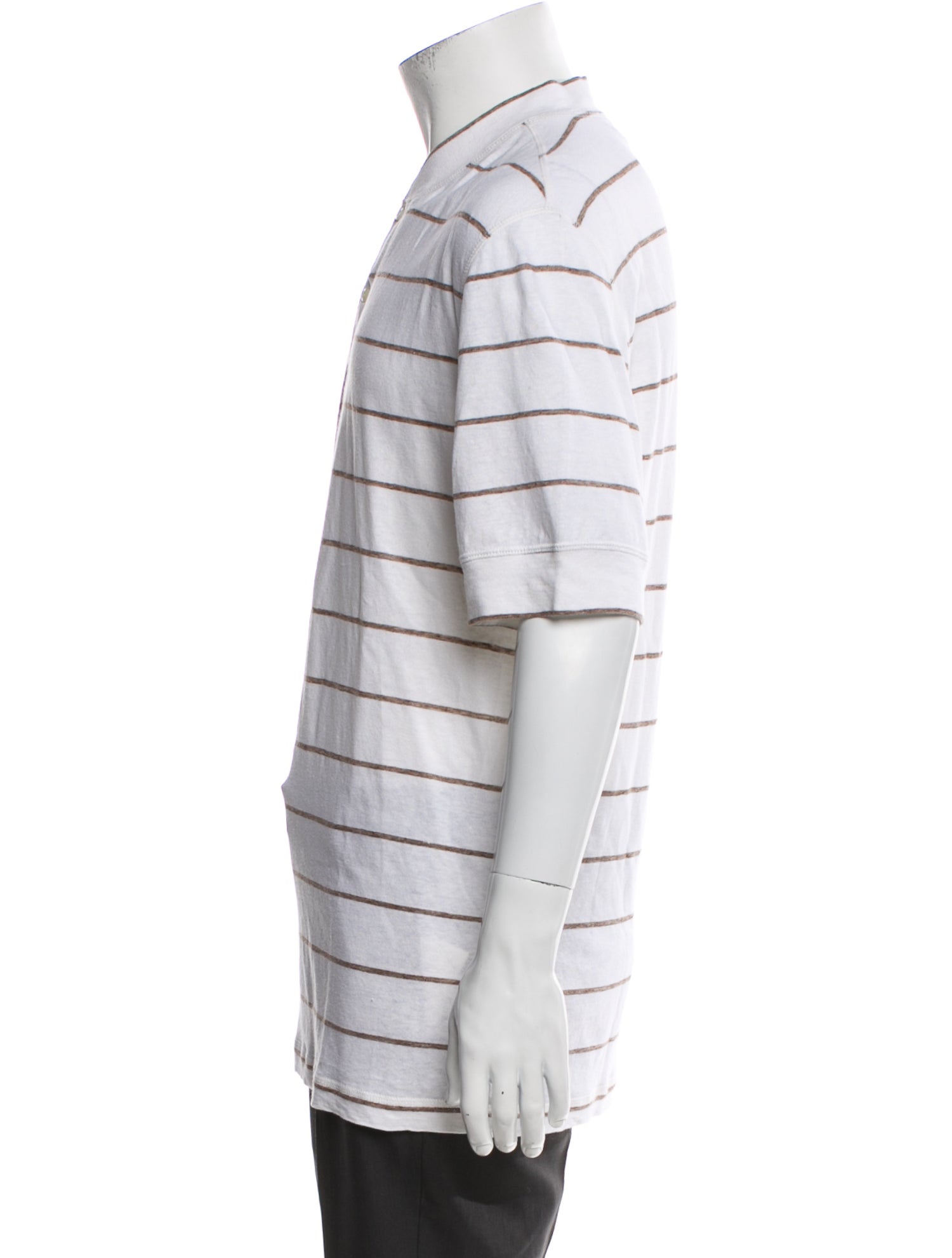 Brunello Cucinelli Linen Striped Henley w/ Tags