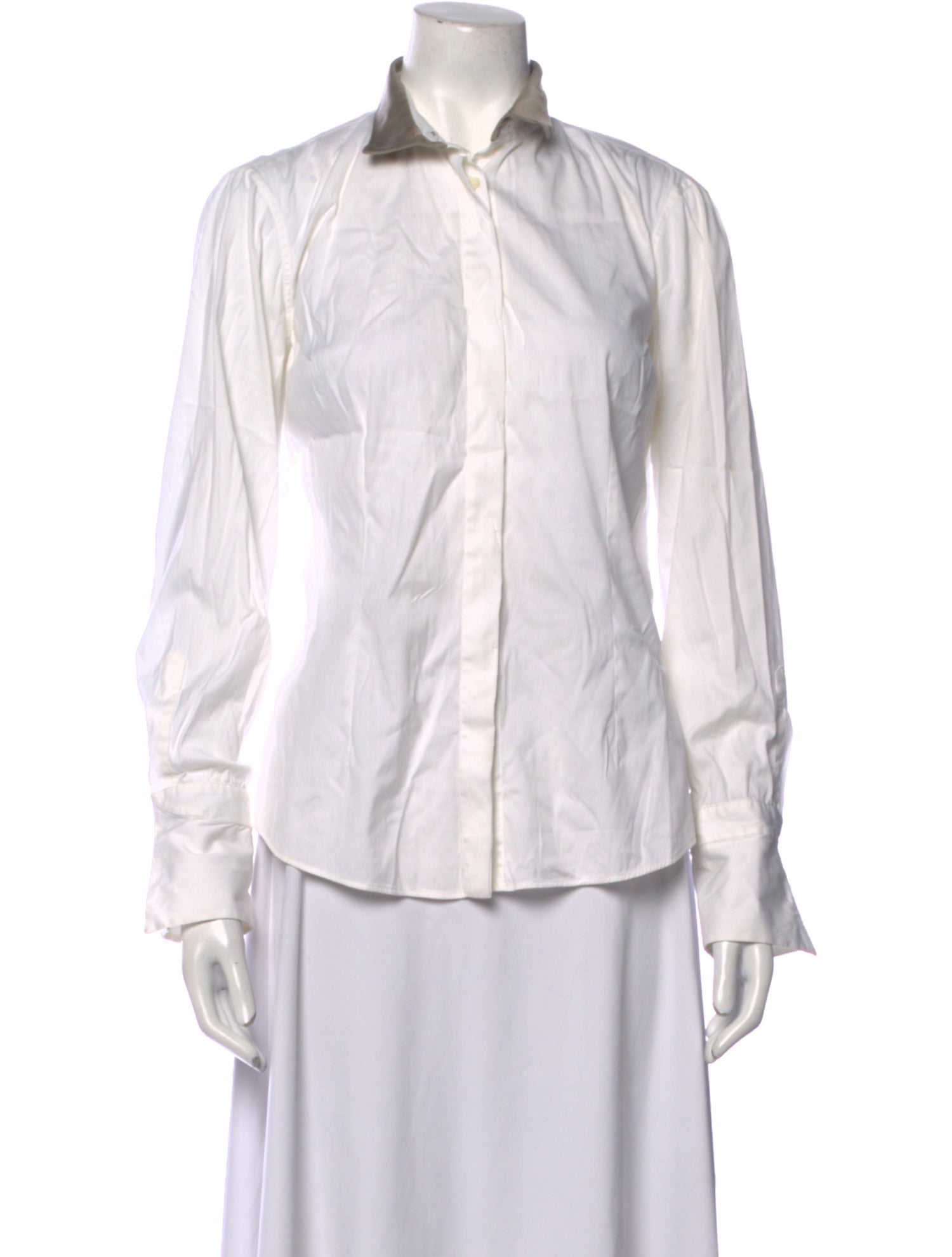 Brunello Cucinelli Silk Long Sleeve Button-Up Top