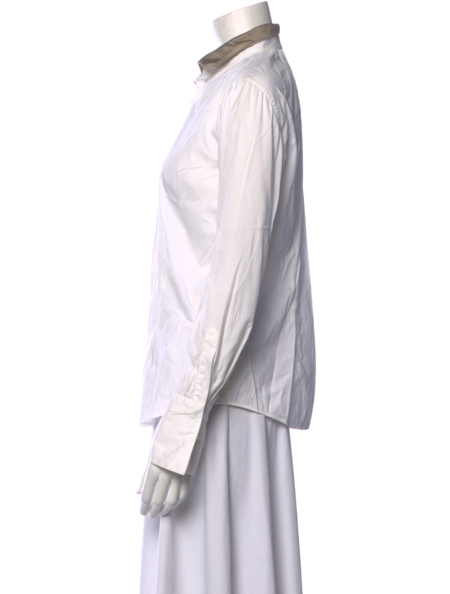 Brunello Cucinelli Silk Long Sleeve Button-Up Top