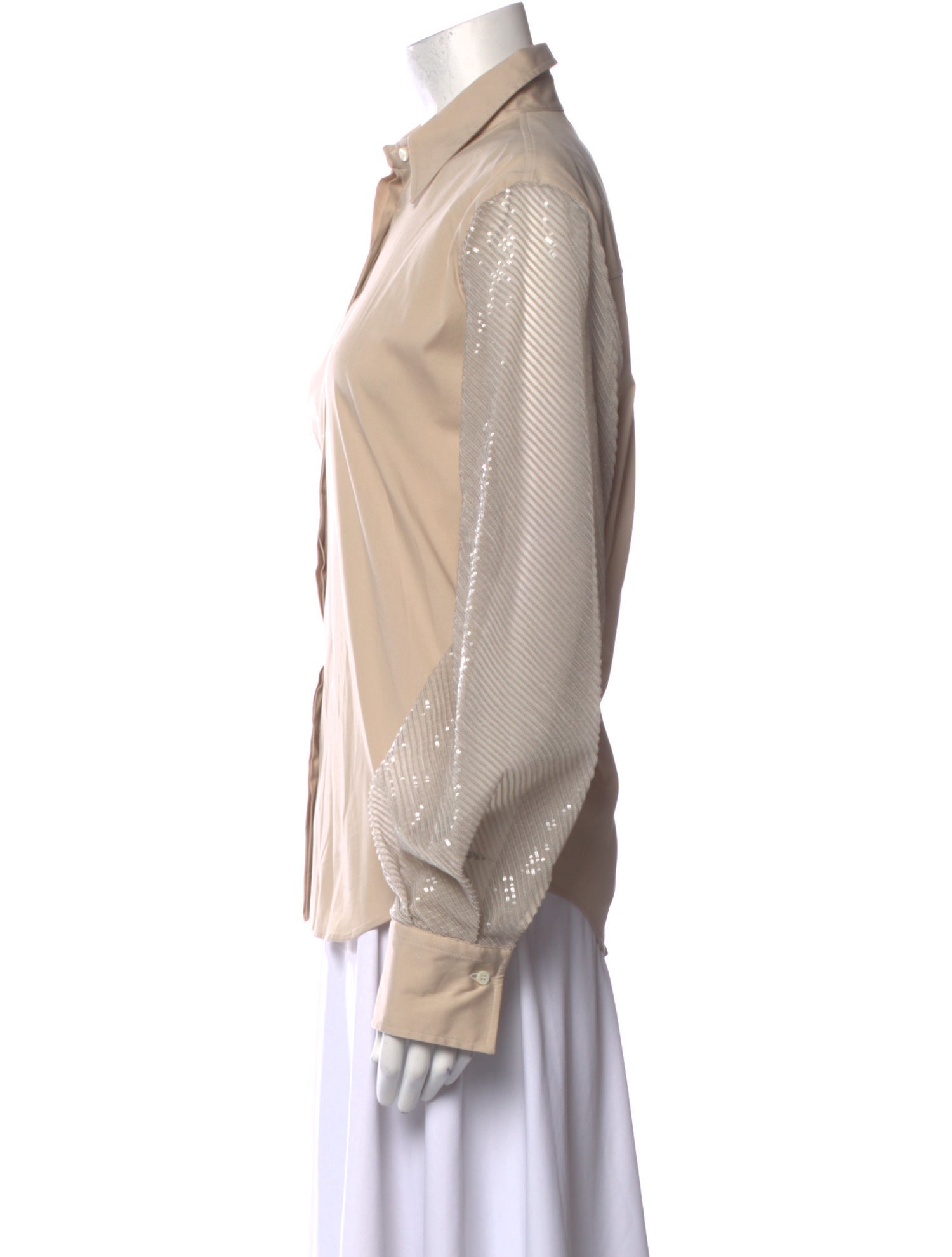 Brunello Cucinelli Long Sleeve Button-Up Top