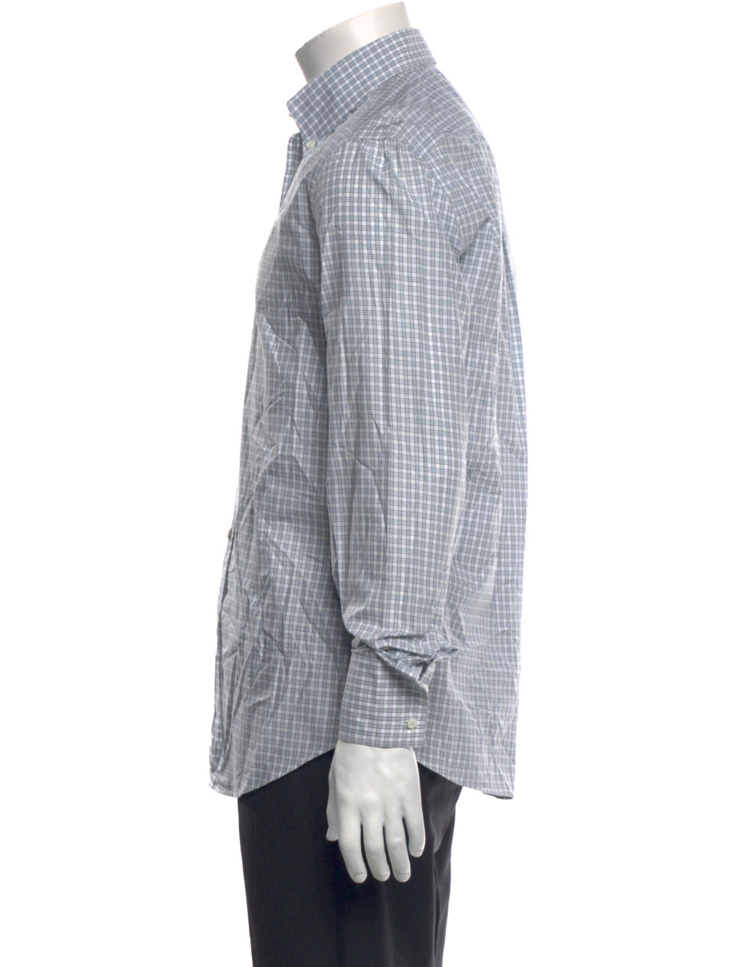 Brunello Cucinelli Plaid Print Long Sleeve Dress Shirt