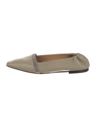 Brunello Cucinelli Monili Leather Flats