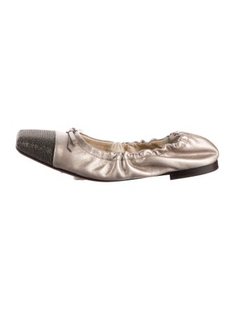 Brunello Cucinelli Monili Leather Ballet Flats
