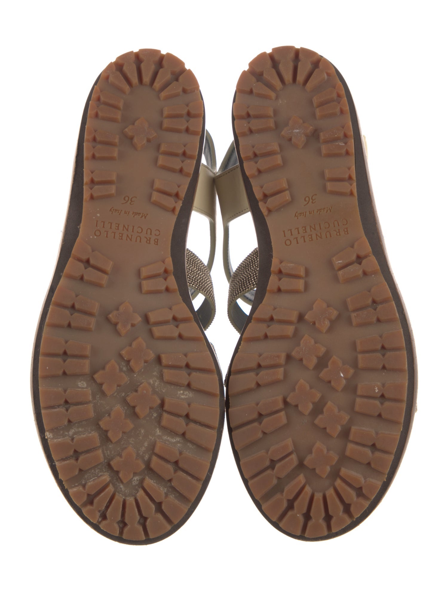 Brunello Cucinelli Monili Leather Gladiator Sandals - Brown