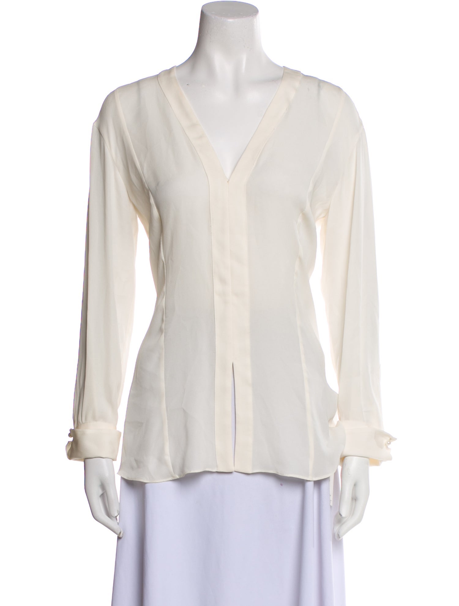 Brunello Cucinelli Silk Plunge Neckline Blouse