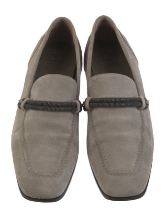 Brunello Cucinelli Suede Beaded Accents Loafers