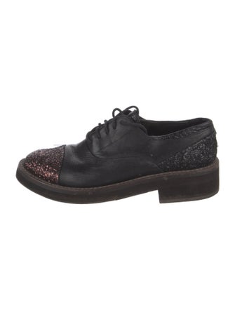 Brunello Cucinelli Leather Glitter Accents Oxfords