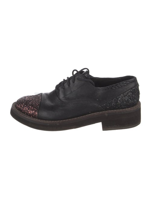 Brunello Cucinelli Leather Glitter Accents Oxfords