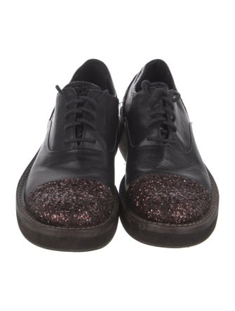 Brunello Cucinelli Leather Glitter Accents Oxfords