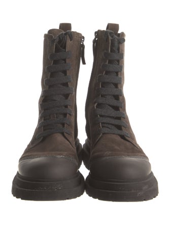 Brunello Cucinelli Suede Beaded Accents Combat Boots