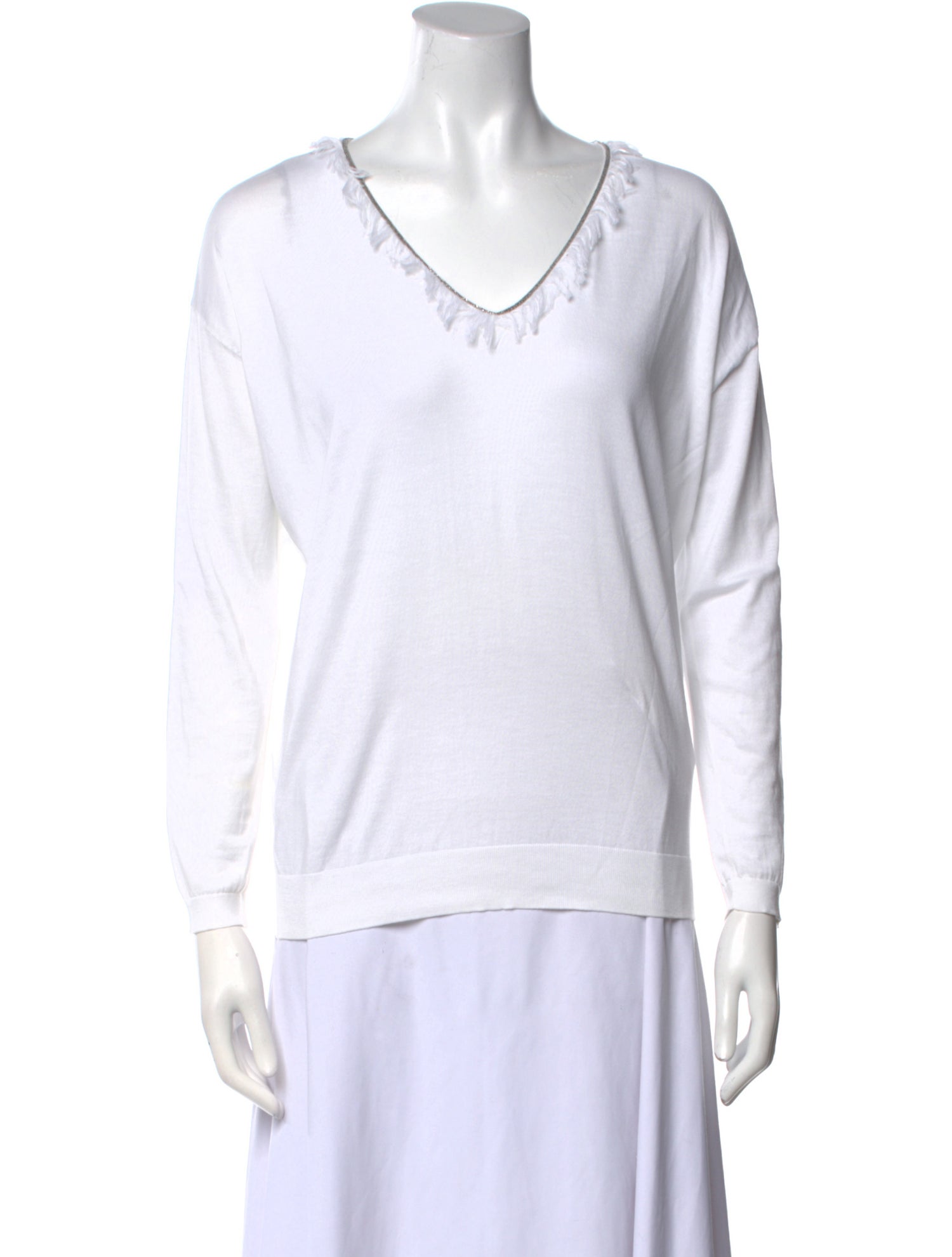 Brunello Cucinelli V-Neck Long Sleeve Top