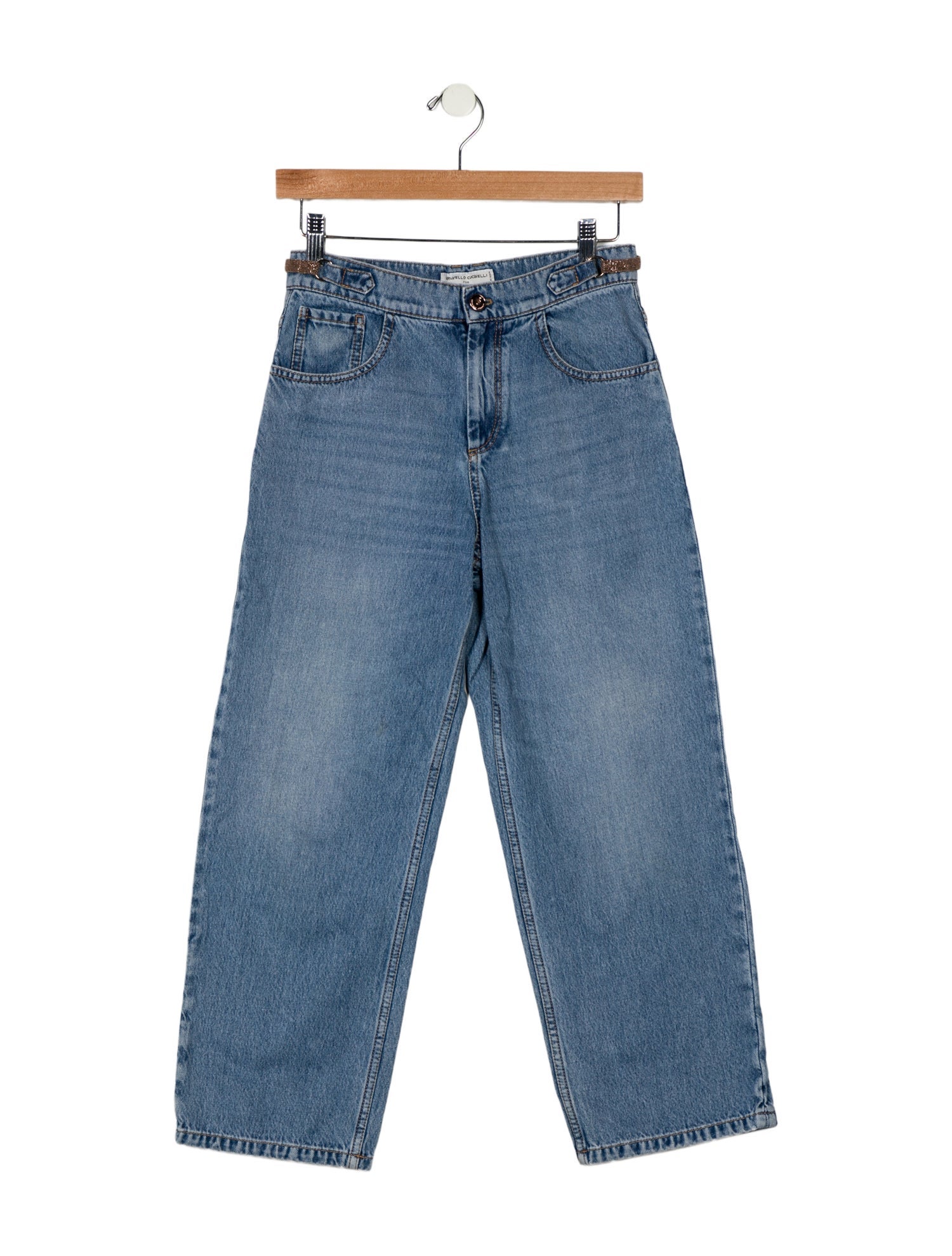 Brunello Cucinelli Girls' Wide-Leg Denim Jeans