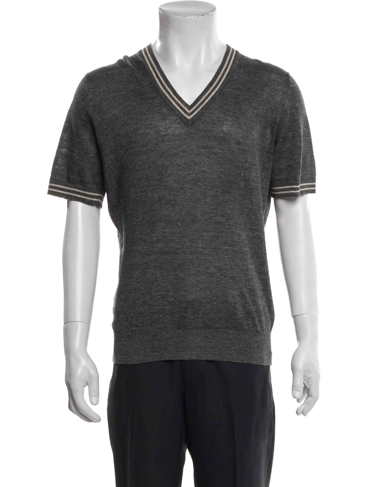 Brunello Cucinelli Linen V-Neck T-Shirt