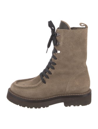 Brunello Cucinelli Monili Suede Combat Boots