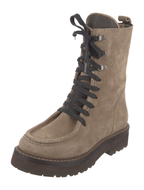 Brunello Cucinelli Monili Suede Combat Boots