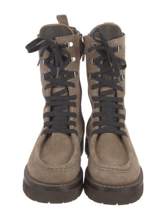Brunello Cucinelli Monili Suede Combat Boots
