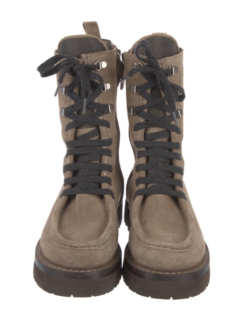 Brunello Cucinelli Monili Suede Combat Boots