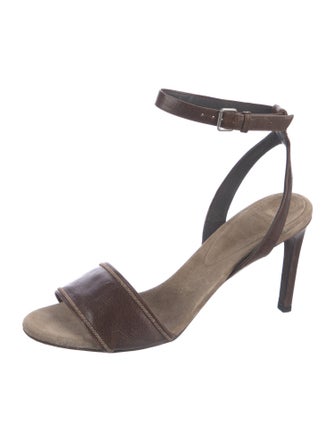 Brunello Cucinelli Leather Beaded Accents Sandals