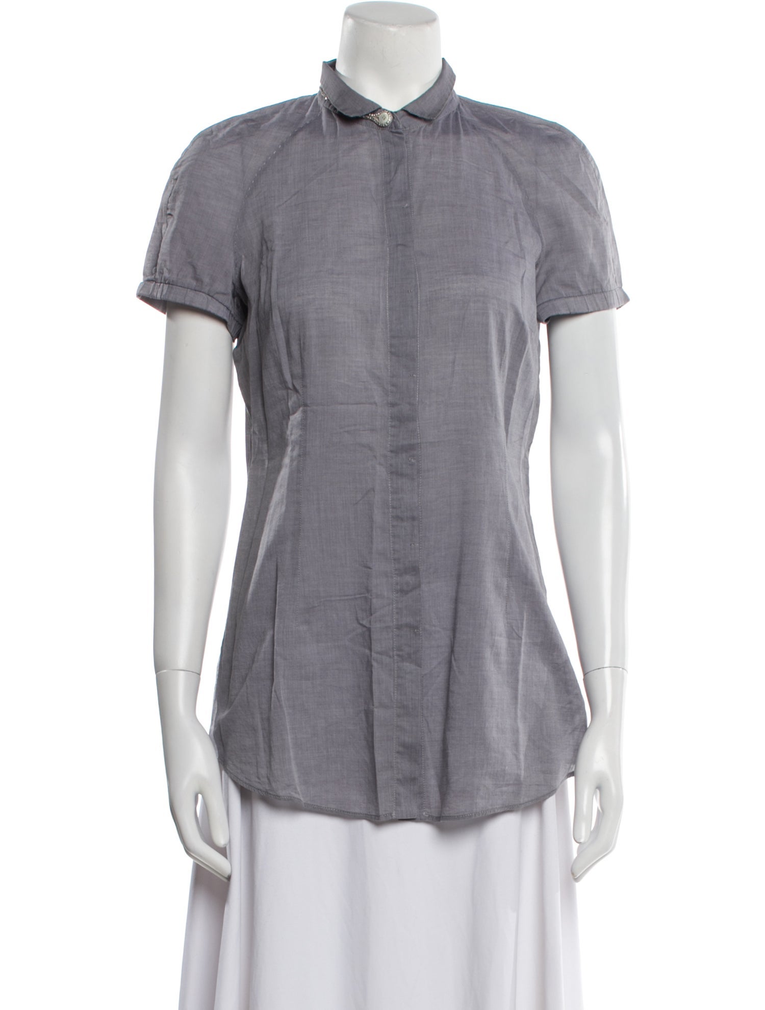 Brunello Cucinelli Short Sleeve Button-Up Top