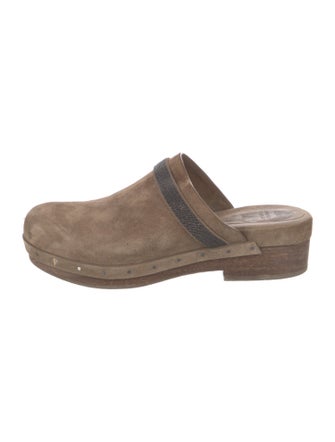 Brunello Cucinelli Suede Beaded Accents Mules