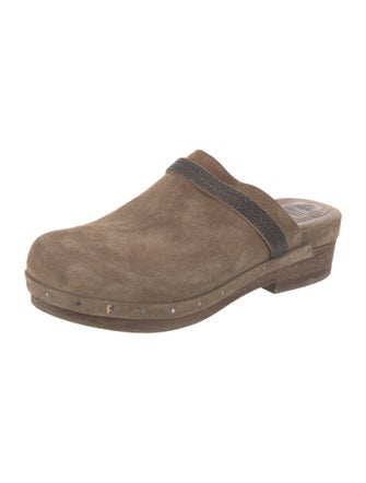 Brunello Cucinelli Suede Beaded Accents Mules