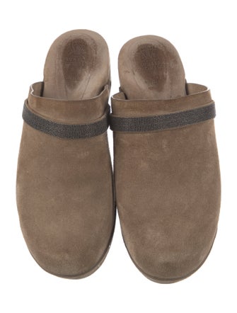 Brunello Cucinelli Suede Beaded Accents Mules