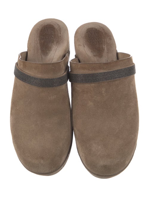 Brunello Cucinelli Suede Beaded Accents Mules