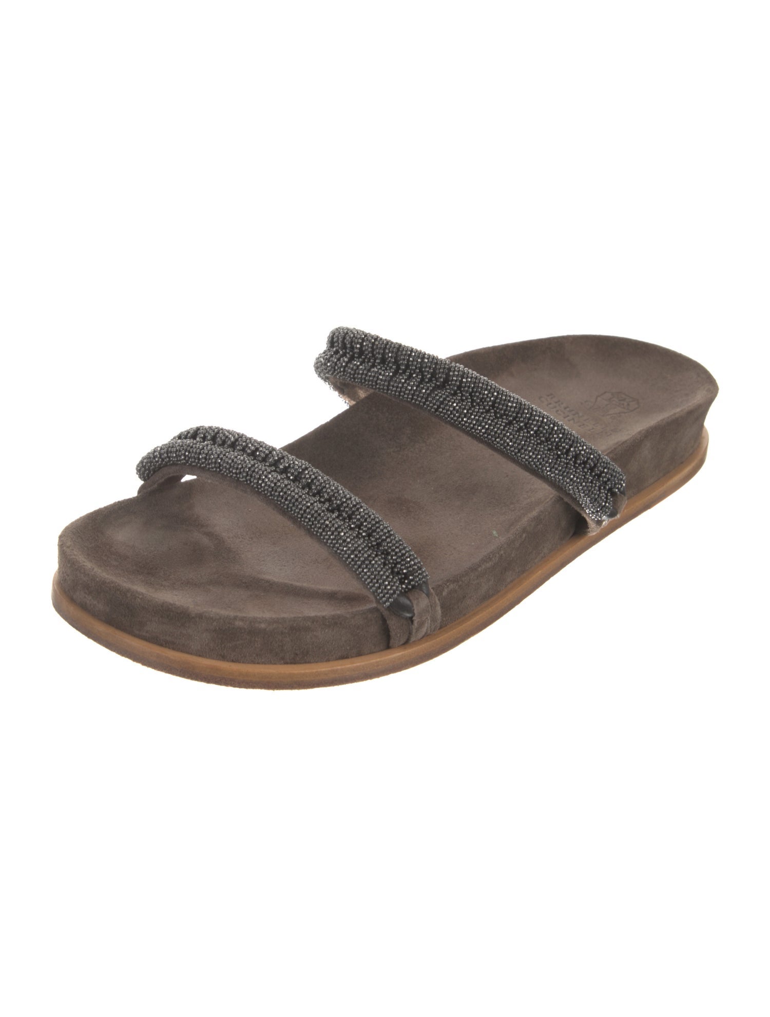 Brunello Cucinelli Monili Suede Slides