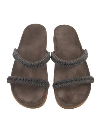 Brunello Cucinelli Monili Suede Slides