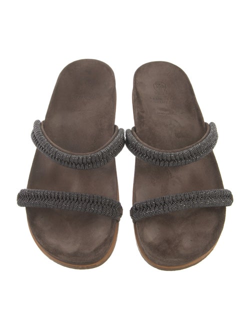 Brunello Cucinelli Monili Suede Slides