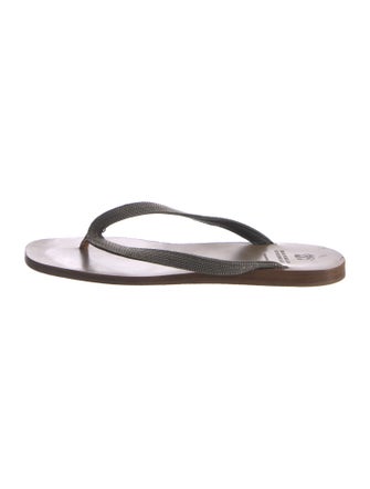 Brunello Cucinelli Monili Leather Flip Flops