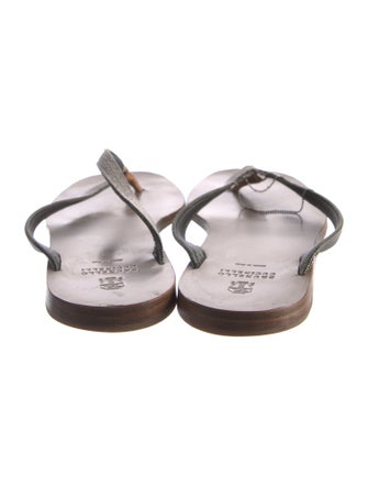 Brunello Cucinelli Monili Leather Flip Flops