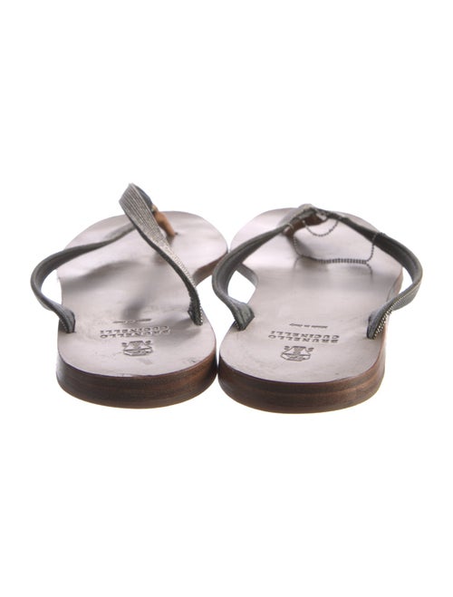 Brunello Cucinelli Monili Leather Flip Flops