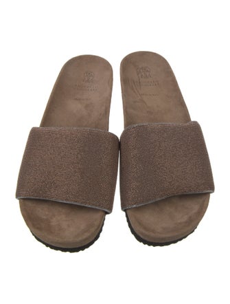 Brunello Cucinelli Monili Suede Slides